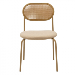 Καρέκλα James pakoworld pe rattan ύφασμα μπεζ-μέταλλο φυσικό (46,5x50x79,5εκ)