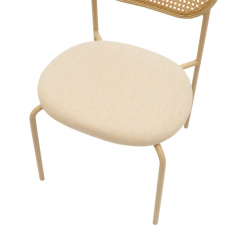 Καρέκλα James pakoworld pe rattan ύφασμα μπεζ-μέταλλο φυσικό (46,5x50x79,5εκ)