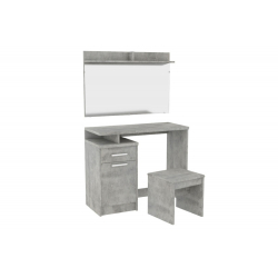 Τουαλέτα κρεβατοκάμαρας OLYMPUS pakoworld με καθρέπτη και σκαμπό antique ανθρακί (90,5x39,5x75εκ)