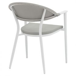 Πολυθρόνα Pino pakoworld αλουμίνιο λευκό-textilene γκρι (56x62x77εκ)