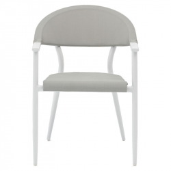 Πολυθρόνα Pino pakoworld αλουμίνιο λευκό-textilene γκρι (56x62x77εκ)