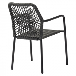 Πολυθρόνα Kherson pakoworld αλουμίνιο σχοινί ανθρακί-μαξιλάρι γκρι (55x61x84εκ)