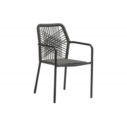 Πολυθρόνα Kherson pakoworld αλουμίνιο σχοινί ανθρακί-μαξιλάρι γκρι (55x61x84εκ)