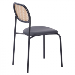 Καρέκλα James pakoworld pe rattan μπεζ-pu μαύρο-μέταλλο φυσικό (46,5x50x79,5εκ)
