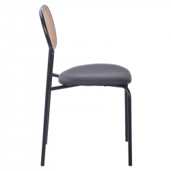 Καρέκλα James pakoworld pe rattan μπεζ-pu μαύρο-μέταλλο φυσικό (46,5x50x79,5εκ)