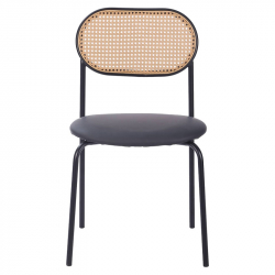 Καρέκλα James pakoworld pe rattan μπεζ-pu μαύρο-μέταλλο φυσικό (46,5x50x79,5εκ)