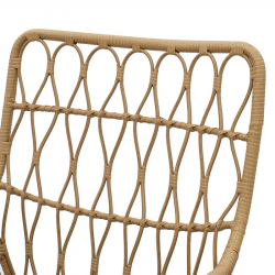 Πολυθρόνα Naoki pakoworld μέταλλο μαύρο-pe φυσικό-μαξιλάρι (70x75x99εκ)