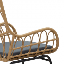 Πολυθρόνα Naoki pakoworld μέταλλο μαύρο-pe φυσικό-μαξιλάρι (70x75x99εκ)