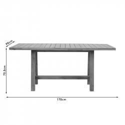 Τραπέζι Malibu pakoworld μασίφ ξύλο ακακίας 170x90x75.5εκ