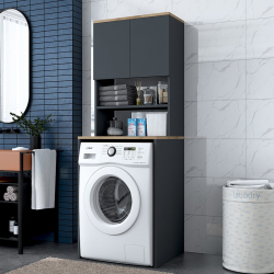 Σετ μπάνιου Rasmus pakoworld ανθρακί-φυσικό 65x60x183.6εκ. (65x60x183,6εκ)