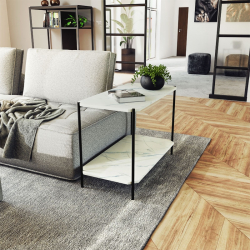 Βοηθητικό τραπέζι Mara MDF λευκό μαρμάρου-μαύρο 80x40x55cm (80x40x55εκ)