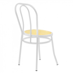 Καρέκλα Βιέννης pakoworld pe rattan μπεζ-μέταλλο λευκό (40x47x85εκ)