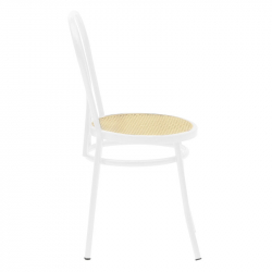 Καρέκλα Βιέννης pakoworld pe rattan μπεζ-μέταλλο λευκό (40x47x85εκ)