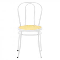 Καρέκλα Βιέννης pakoworld pe rattan μπεζ-μέταλλο λευκό (40x47x85εκ)