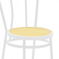 Καρέκλα Βιέννης pakoworld pe rattan μπεζ-μέταλλο λευκό (40x47x85εκ)