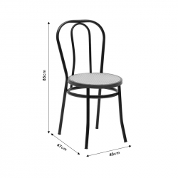 Καρέκλα Βιέννης pakoworld pe rattan μπεζ-μέταλλο λευκό (40x47x85εκ)