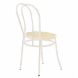 Καρέκλα Βιέννης pakoworld pe rattan μπεζ-μέταλλο εκρού (40x47x85εκ)