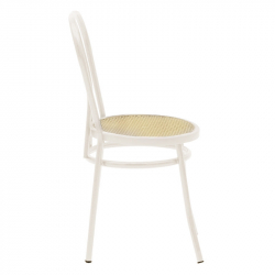 Καρέκλα Βιέννης pakoworld pe rattan μπεζ-μέταλλο εκρού (40x47x85εκ)