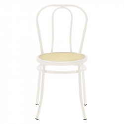 Καρέκλα Βιέννης pakoworld pe rattan μπεζ-μέταλλο εκρού (40x47x85εκ)