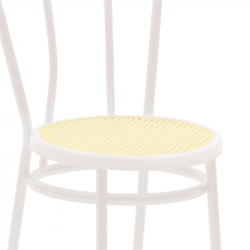 Καρέκλα Βιέννης pakoworld pe rattan μπεζ-μέταλλο εκρού (40x47x85εκ)