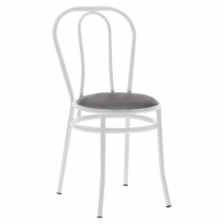 Καρέκλα Βιέννης I pakoworld pu μαύρο-μέταλλο λευκό (40x47x85εκ)