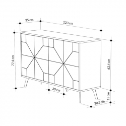 Μπουφές Ursula pakoworld μαύρο μαρμάρου 123x35x77.5εκ