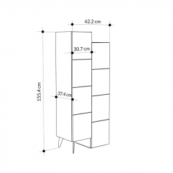 Ντουλάπι-στήλη Romane pakoworld λευκό 62.2x37.4x155.4εκ