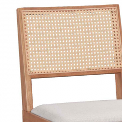 Καρέκλα Winslow pakoworld ξύλο rubberwood ανοικτό καρυδί-pvc rattan φυσικό-ύφασμα γκρι (46,5x55,8x82εκ)