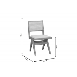 Καρέκλα Winslow pakoworld ξύλο rubberwood ανοικτό καρυδί-pvc rattan φυσικό-ύφασμα γκρι (46,5x55,8x82εκ)