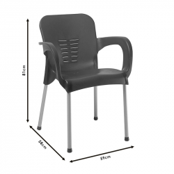 Πολυθρόνα Feast pakoworld PP cappucino-αλουμίνιο γκρι (59x58x81εκ)