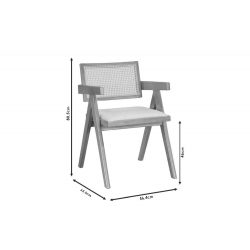Πολυθρόνα Winslow pakoworld ξύλο rubberwood ανοικτό καρυδί-pvc rattan φυσικό-ύφασμα γκρι (56,4x63,5x80,5εκ)