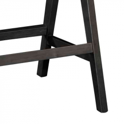 Σκαμπό bar Winslow pakoworld ξύλο rubberwood μαύρο-pvc rattan φυσικό-ύφασμα γκρι (51,5x53,6x100εκ)