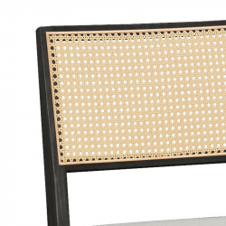 Καρέκλα Winslow pakoworld ξύλο rubberwood μαύρο-pvc rattan φυσικό-ύφασμα γκρι (46,5x55,8x82εκ)
