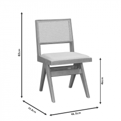 Καρέκλα Winslow pakoworld ξύλο rubberwood μαύρο-pvc rattan φυσικό-ύφασμα γκρι (46,5x55,8x82εκ)