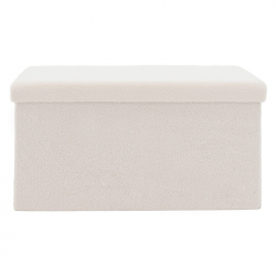 Σκαμπό-μπαούλο Forward pakoworld ύφασμα μπουκλέ ivory 76.5x38x37.5εκ