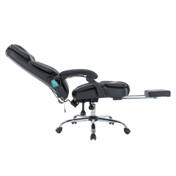 Καρέκλα γραφείου διευθυντή Thrive pakoworld Premium Quality μηχανισμός massage-θερμαινόμενη πλάτη pu μαύρο (66x70x120εκ)