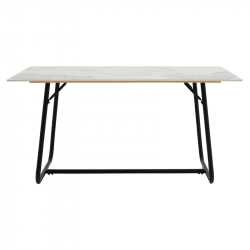 Τραπέζι Revello pakoworld sintered stone λευκό μαρμάρου-μαύρο 150x90x75εκ