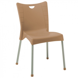 Καρέκλα Crafted pakoworld PP cappucino-αλουμίνιο γκρι (50x55x83εκ)