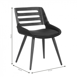 Καρέκλα Brody pakoworld pu μαύρο-πόδι καρυδί (51x55x76εκ)