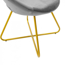 Καρέκλα Valentina pakoworld βελούδο γκρι-χρυσό πόδι (65x60x82εκ)