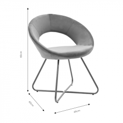 Καρέκλα Valentina pakoworld βελούδο γκρι-χρυσό πόδι (65x60x82εκ)