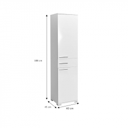 Ντουλάπα Chad pakoworld με συρτάρια λευκό gloss 45x40x188εκ