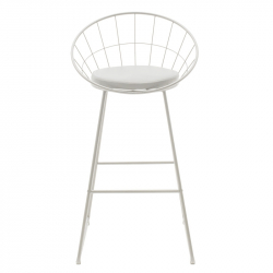 Σκαμπό μπαρ Seth pakoworld μέταλλο λευκό-μαξιλάρι PVC λευκό (52x52x99εκ)