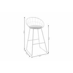 Σκαμπό μπαρ Seth pakoworld μέταλλο λευκό-μαξιλάρι PVC λευκό (52x52x99εκ)