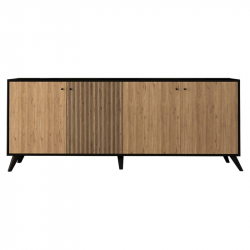 Μπουφές Flipter pakoworld μελαμίνης oak-μαύρο 180x40x78,6εκ