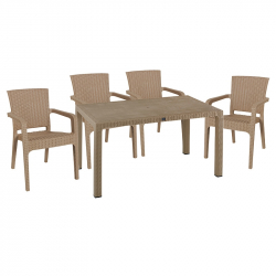 Τραπεζαρία Explore-Halcyon pakoworld σετ 5τεμ PP cappuccino 150x90x73,5εκ. (150x90x73,5εκ)