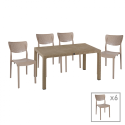 Τραπεζαρία Explore-Ignite pakoworld σετ 7τεμ PP cappuccino 150x90x73,5εκ. (150x90x73,5εκ)
