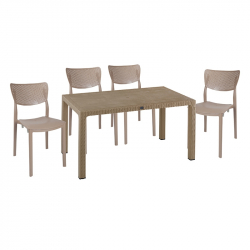 Τραπεζαρία Explore-Ignite pakoworld σετ 5τεμ PP cappuccino 150x90x73,5εκ. (150x90x73,5εκ)