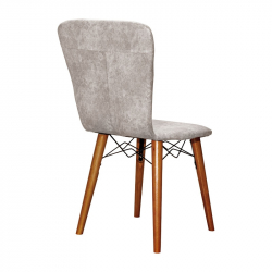 Καρέκλα Sonora I pakoworld ύφασμα γκρι antique-καρυδί πόδι (44x48x88εκ)