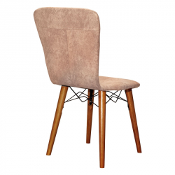 Καρέκλα Sonora I pakoworld ύφασμα μπεζ antique-καρυδί πόδι (44x48x88εκ)